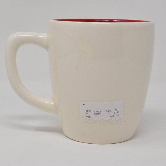 Rae Dunn Merry Wreath Holiday Mug Red Interior New Winter Coffee Cup Lounge - Picture 4 of 11